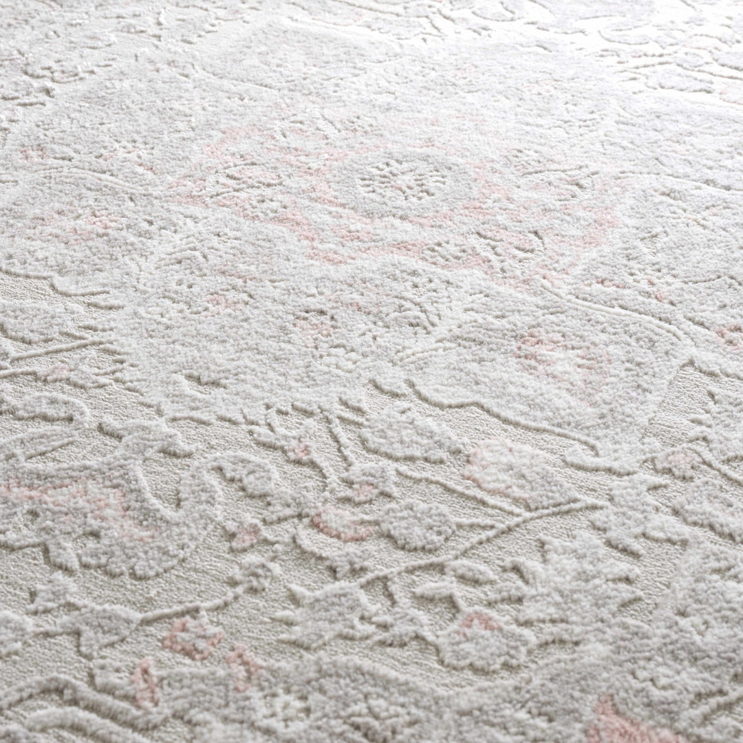 Carved Texture Beige, Gray and Rust Traditional Heriz Medallion Design Area Rug - The Rug Decor