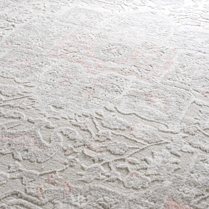 Carved Texture Beige, Gray and Rust Traditional Heriz Medallion Design Area Rug - The Rug Decor