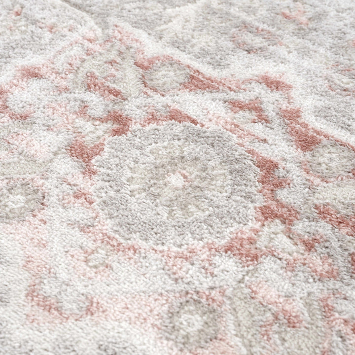 Carved Texture Beige, Gray and Rust Traditional Heriz Medallion Design Area Rug - The Rug Decor