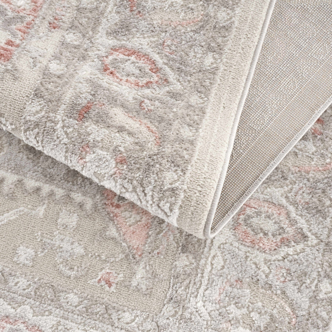 Carved Texture Beige, Gray and Rust Traditional Heriz Medallion Design Area Rug - The Rug Decor