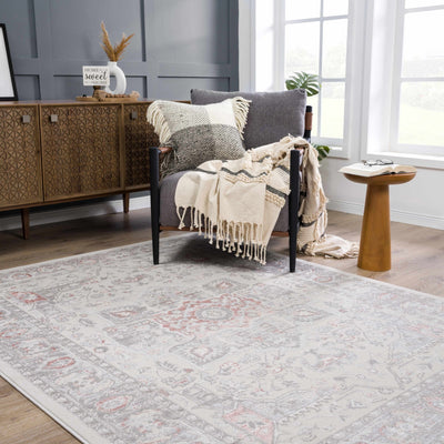 Carved Texture Beige, Gray and Rust Traditional Heriz Medallion Design Area Rug - The Rug Decor
