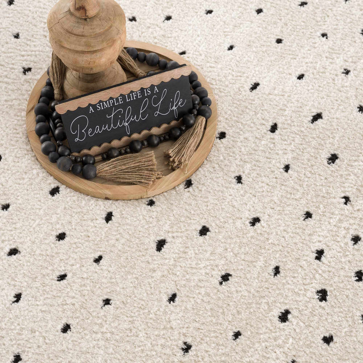 Chaia Dotted Ivory and Charcoal Plush Pile Area Rug - The Rug Decor