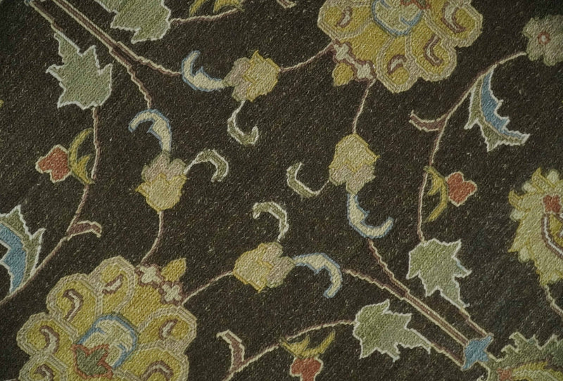 Charcoal and Beige 5x8 Oriental Oushak Hand Woven Soumak Dhurrie Wool Area Rug - The Rug Decor