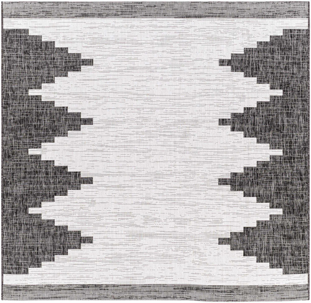 Charcoal and Ivory Geometrical Indoor & Outdoor Multi Size Area Rug - The Rug Decor