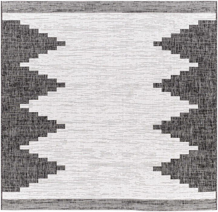 Charcoal and Ivory Geometrical Indoor & Outdoor Multi Size Area Rug - The Rug Decor