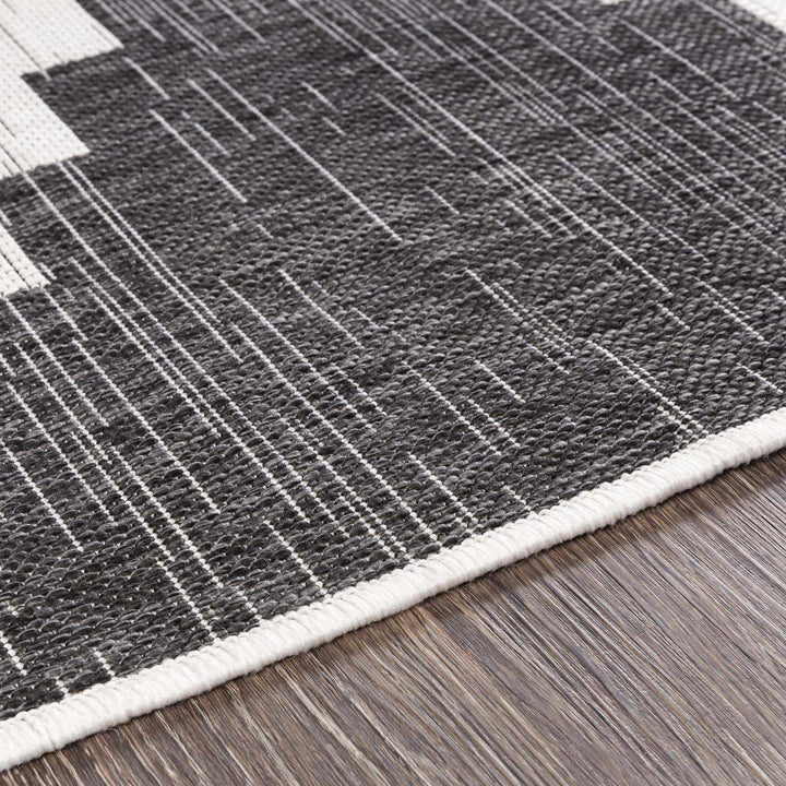 Charcoal and Ivory Geometrical Indoor & Outdoor Multi Size Area Rug - The Rug Decor