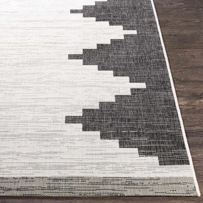 Charcoal and Ivory Geometrical Indoor & Outdoor Multi Size Area Rug - The Rug Decor