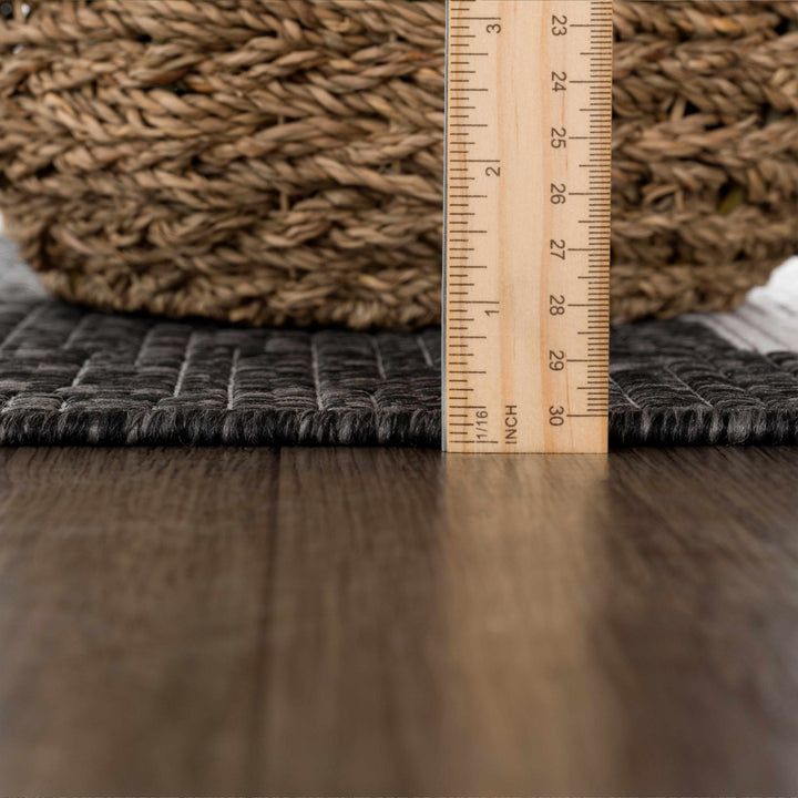 Charcoal and Ivory Geometrical Indoor & Outdoor Multi Size Area Rug - The Rug Decor