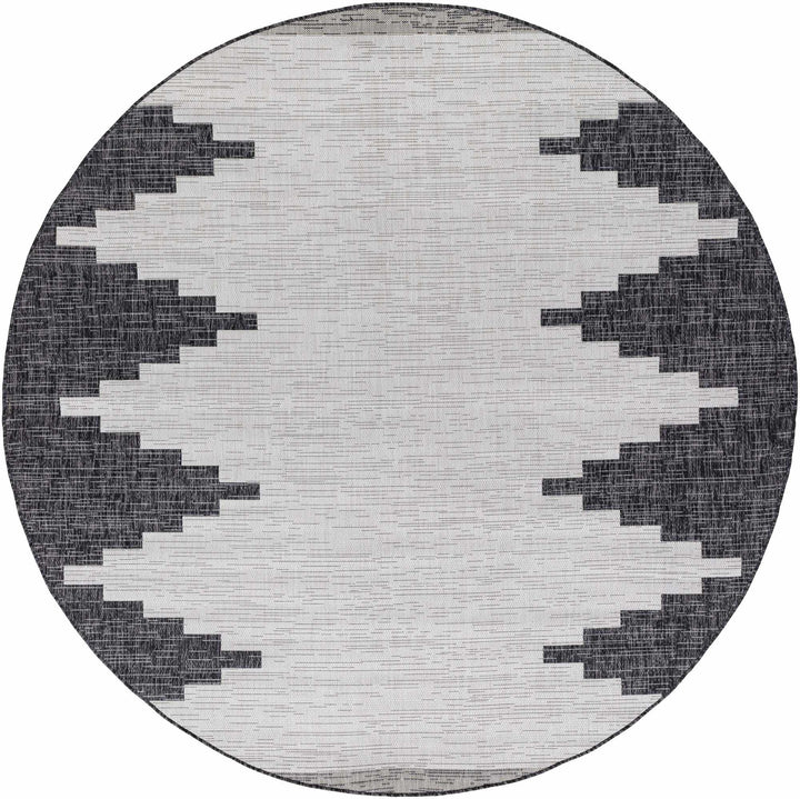 Charcoal and Ivory Geometrical Indoor & Outdoor Multi Size Area Rug - The Rug Decor