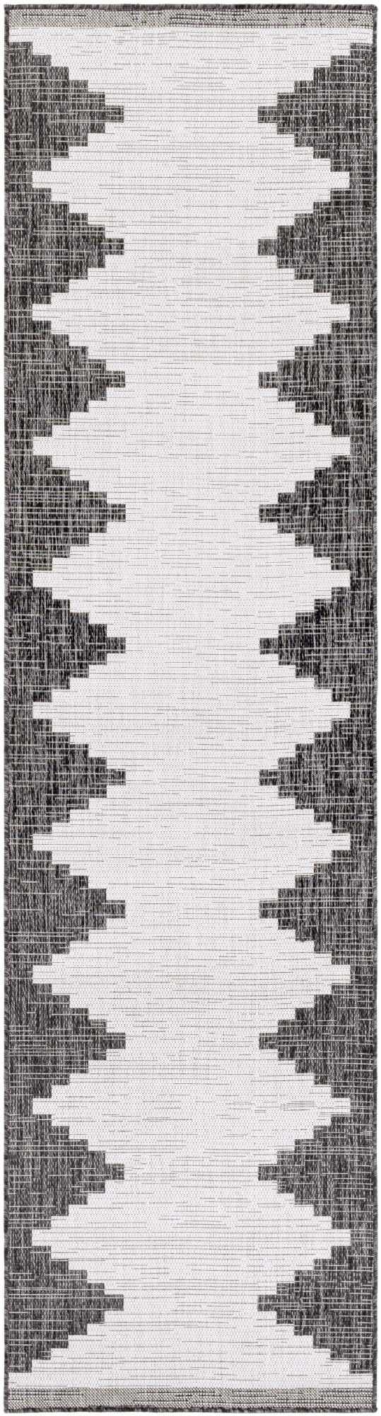 Charcoal and Ivory Geometrical Indoor & Outdoor Multi Size Area Rug - The Rug Decor