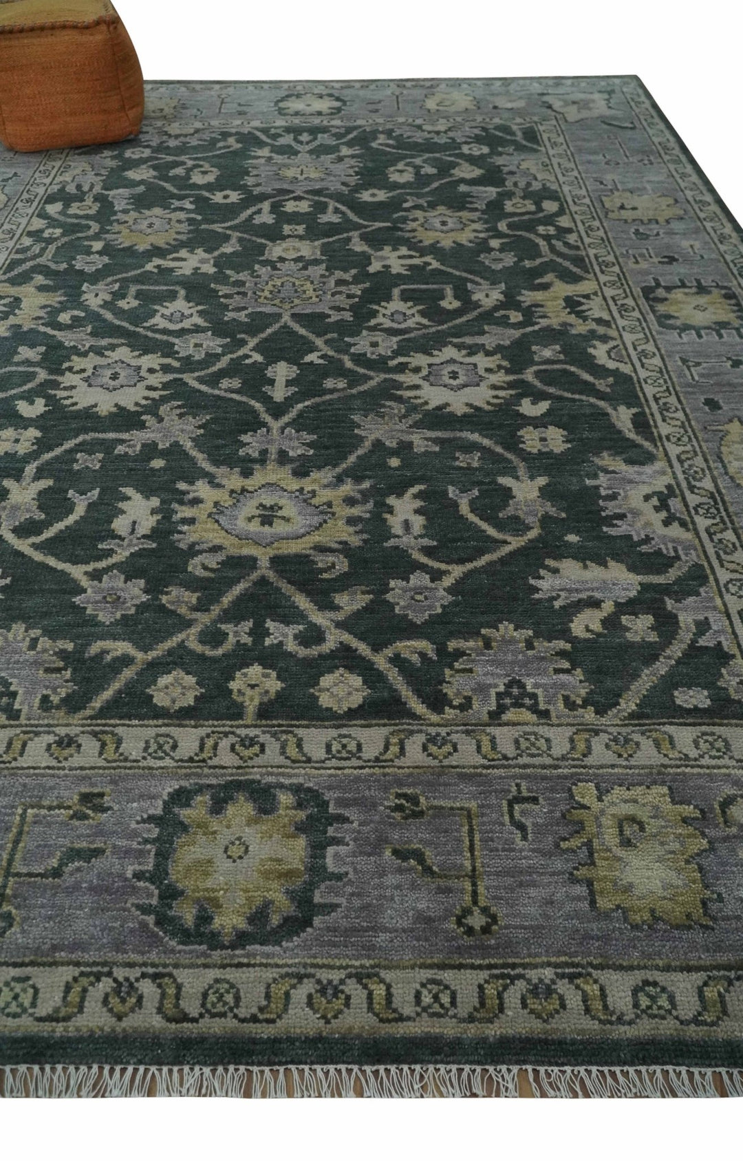 Charcoal and Silver 9x12 Hand Knotted Traditional Antique Style Wool Area Rug - The Rug Decor