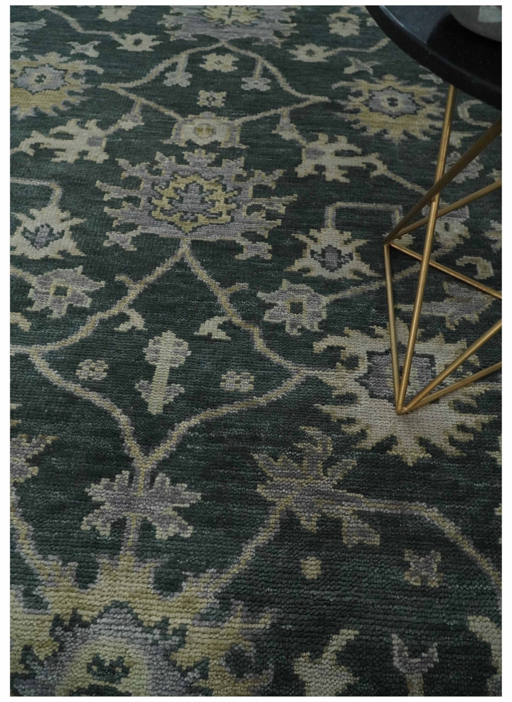 Charcoal and Silver 9x12 Hand Knotted Traditional Antique Style Wool Area Rug - The Rug Decor