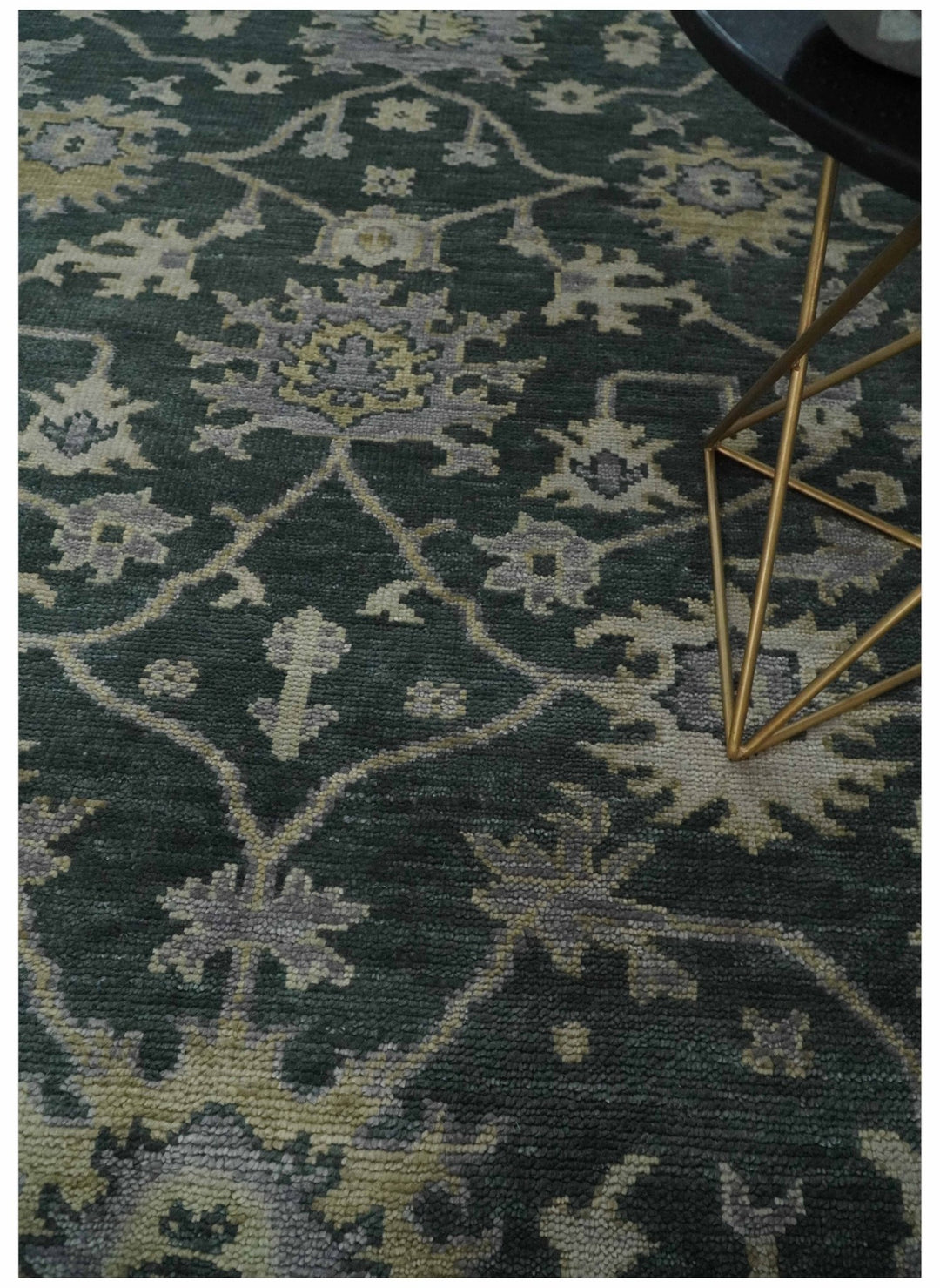 Charcoal and Silver 9x12 Hand Knotted Traditional Antique Style Wool Area Rug - The Rug Decor