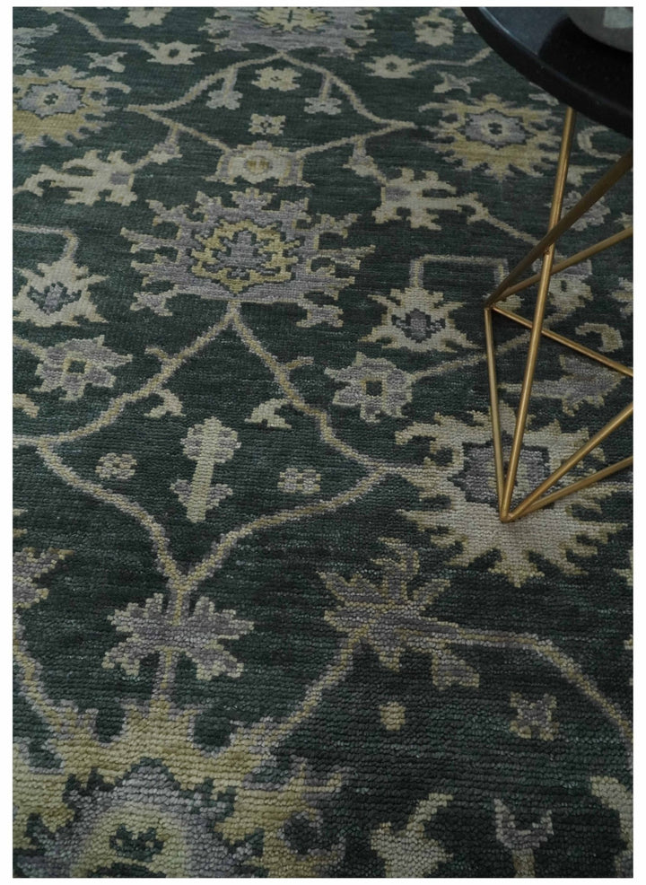 Charcoal and Silver 9x12 Hand Knotted Traditional Antique Style Wool Area Rug - The Rug Decor