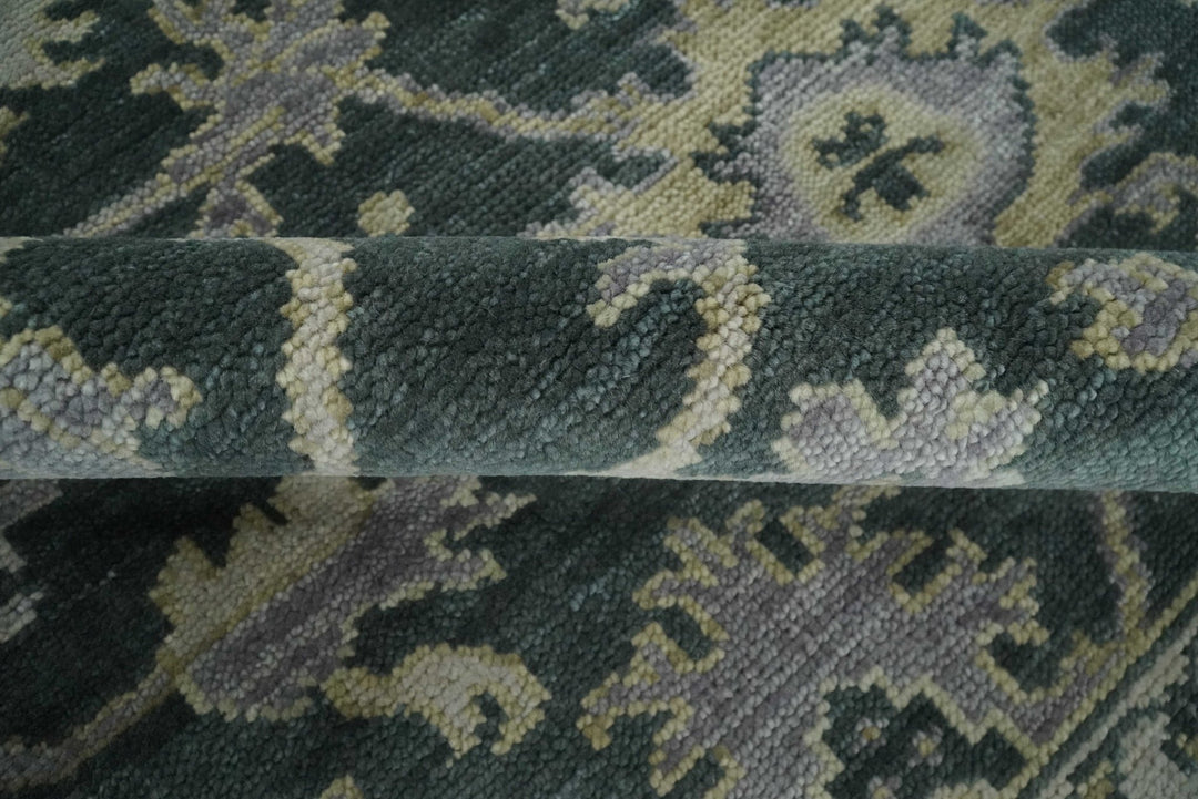 Charcoal and Silver 9x12 Hand Knotted Traditional Antique Style Wool Area Rug - The Rug Decor