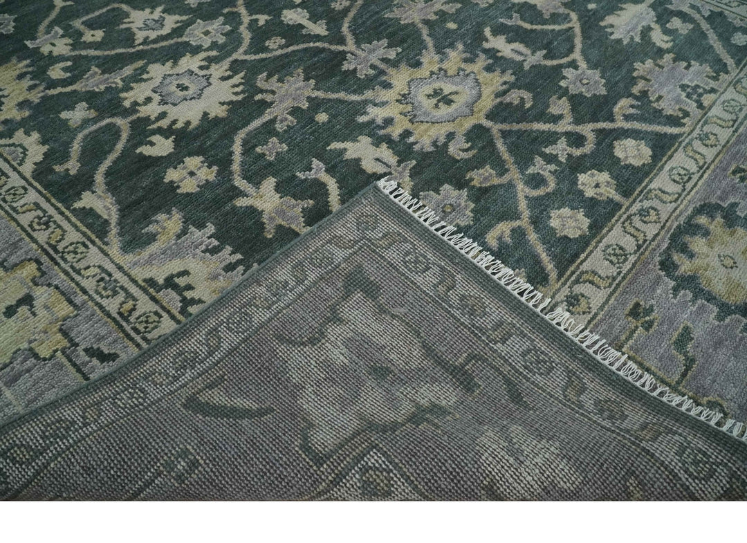 Charcoal and Silver 9x12 Hand Knotted Traditional Antique Style Wool Area Rug - The Rug Decor