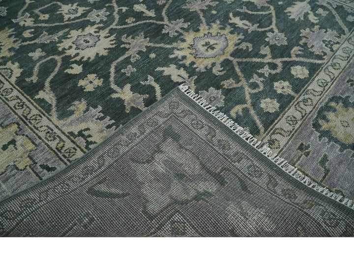 Charcoal and Silver 9x12 Hand Knotted Traditional Antique Style Wool Area Rug - The Rug Decor