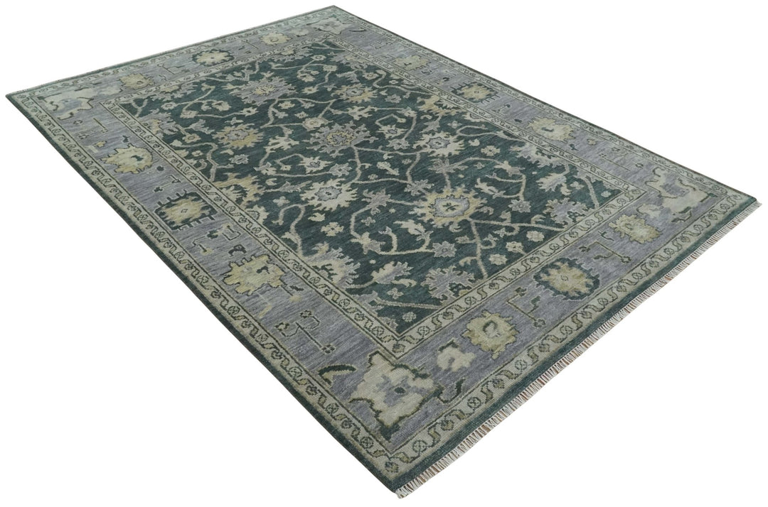 Charcoal and Silver 9x12 Hand Knotted Traditional Antique Style Wool Area Rug - The Rug Decor