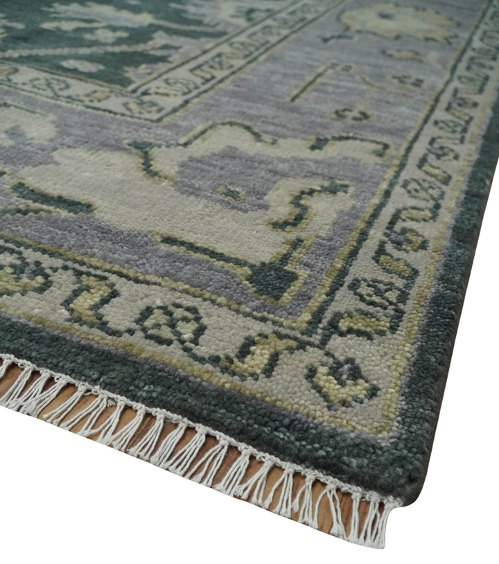 Charcoal and Silver 9x12 Hand Knotted Traditional Antique Style Wool Area Rug - The Rug Decor