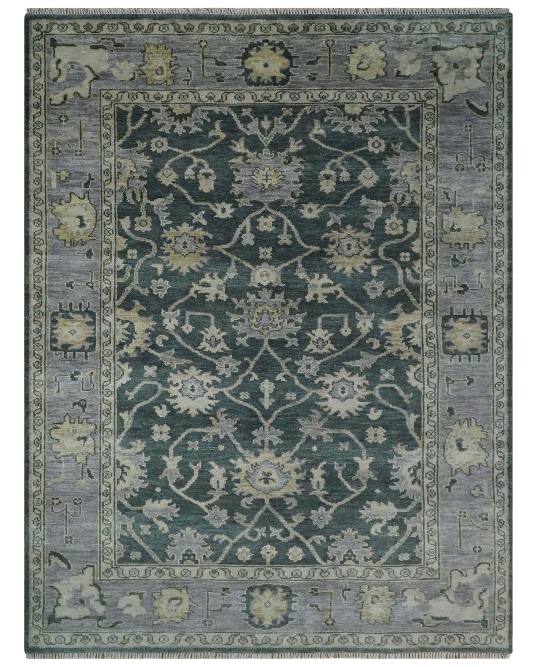 Charcoal and Silver 9x12 Hand Knotted Traditional Antique Style Wool Area Rug - The Rug Decor