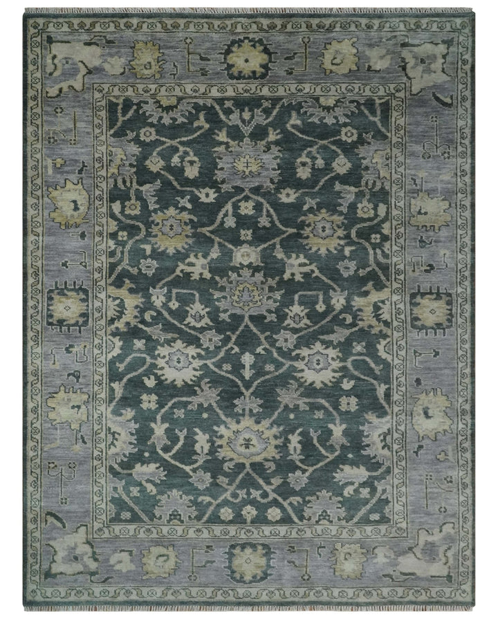 Charcoal and Silver 9x12 Hand Knotted Traditional Antique Style Wool Area Rug - The Rug Decor