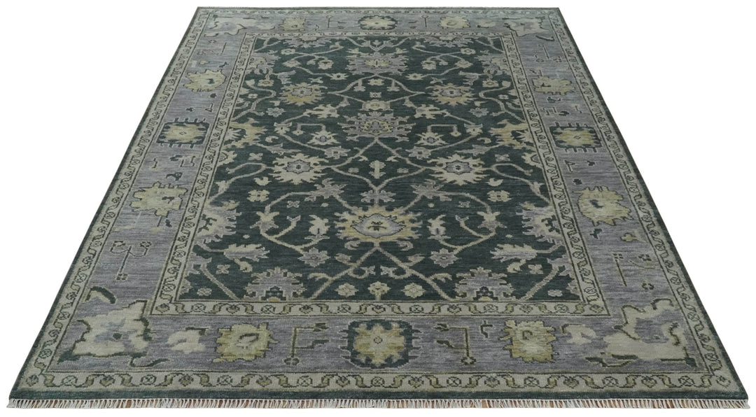 Charcoal and Silver 9x12 Hand Knotted Traditional Antique Style Wool Area Rug - The Rug Decor