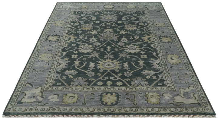 Charcoal and Silver 9x12 Hand Knotted Traditional Antique Style Wool Area Rug - The Rug Decor