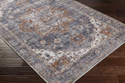 Charcoal, Beige and Brown Antique look Traditional Washable Area Rug - The Rug Decor