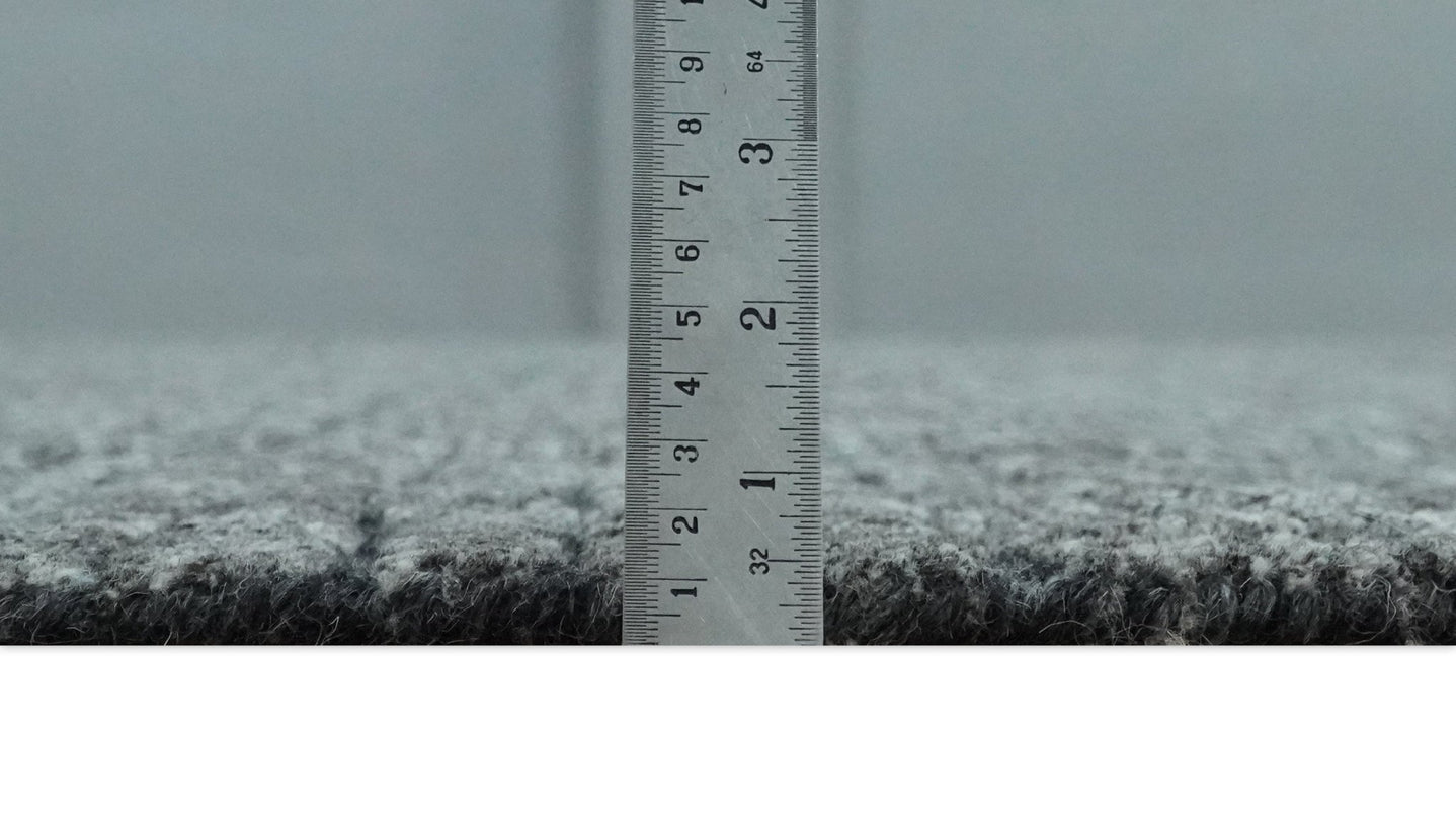 Charcoal Contemporary Stripes Pattern Hand Knotted 9.3x14.8 Wool Area Rug - The Rug Decor