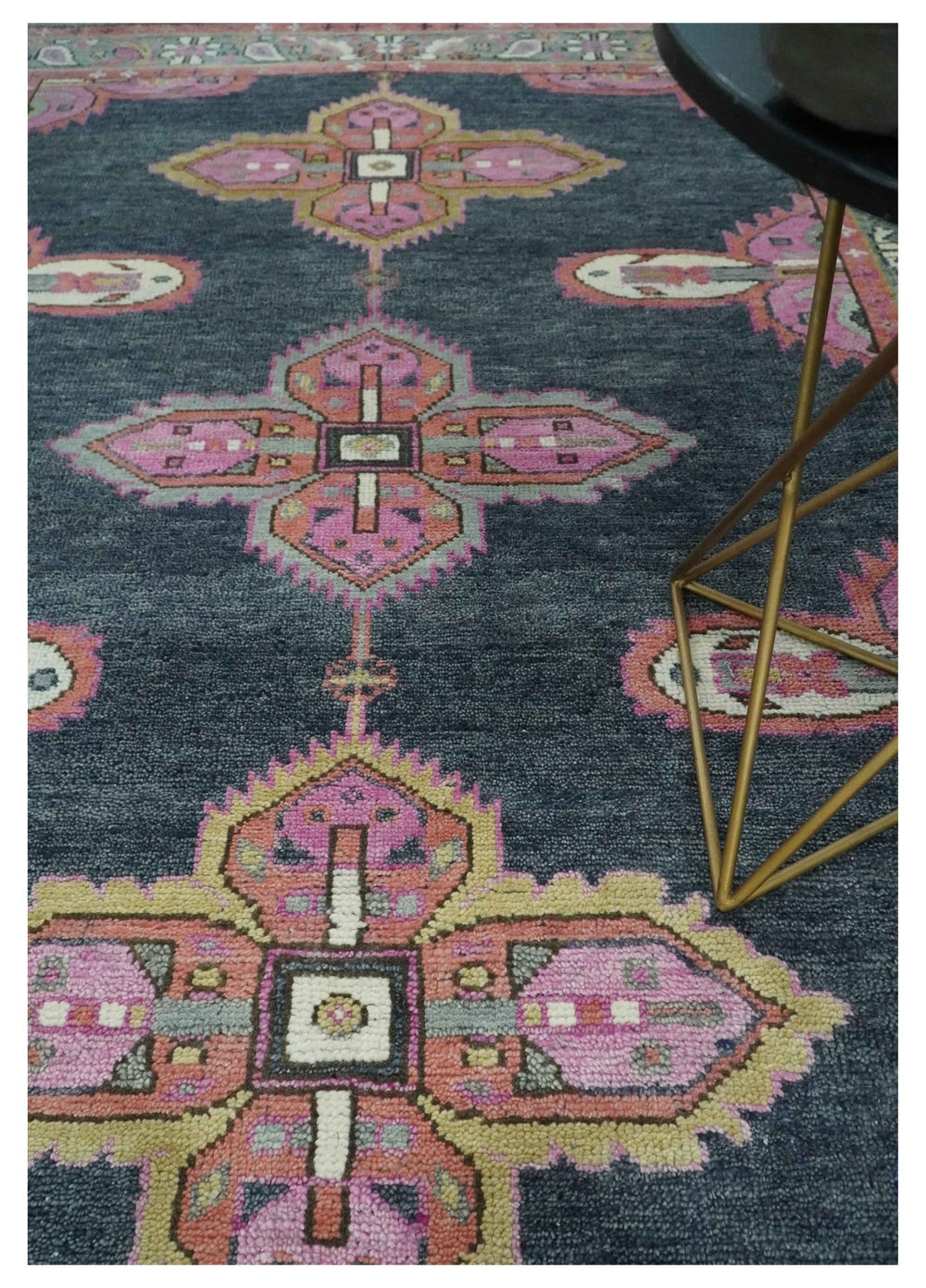 Charcoal, Gray and Pink Traditional Hand Knotted 5x8 and 6x9 Wool Area Rug - The Rug Decor