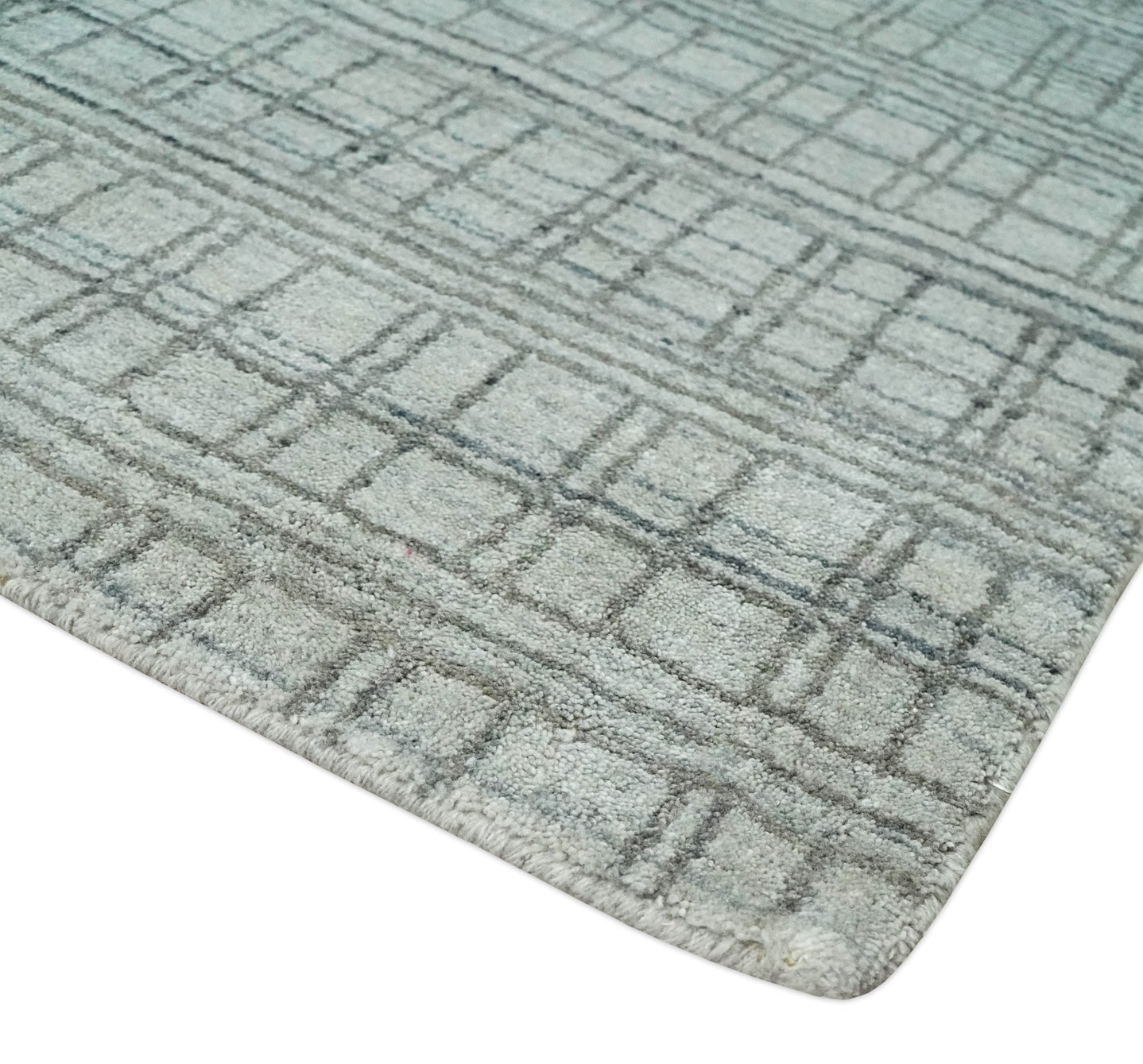 Checkered Beige, Brown and Gray Scandinavian 8x10 Hand Made Blended Wool Flatwoven Area Rug | KE31 - The Rug Decor