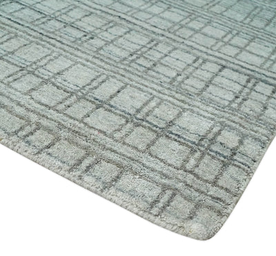Checkered Beige, Brown and Gray Scandinavian 8x10 Hand Made Blended Wool Flatwoven Area Rug | KE31 - The Rug Decor