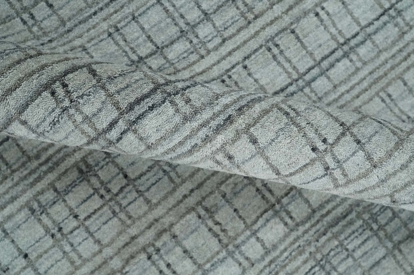 Checkered Beige, Brown and Gray Scandinavian 8x10 Hand Made Blended Wool Flatwoven Area Rug | KE31 - The Rug Decor