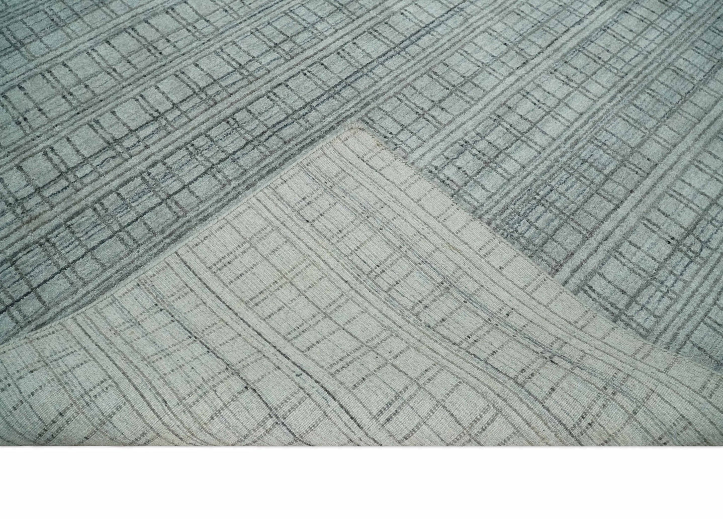 Checkered Beige, Brown and Gray Scandinavian 8x10 Hand Made Blended Wool Flatwoven Area Rug | KE31 - The Rug Decor