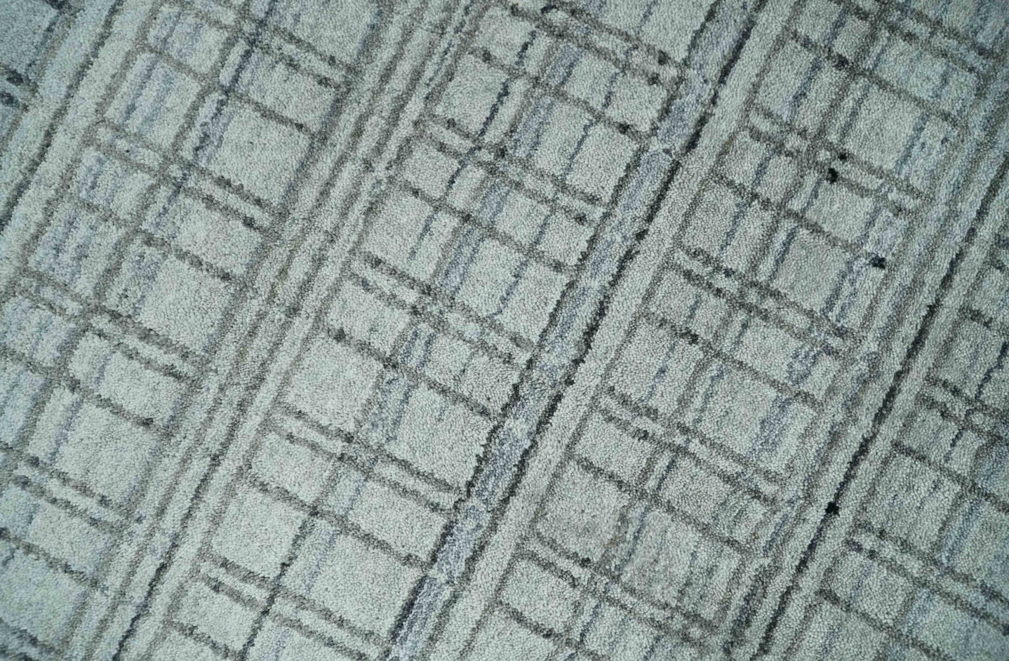 Checkered Beige, Brown and Gray Scandinavian 8x10 Hand Made Blended Wool Flatwoven Area Rug | KE31 - The Rug Decor