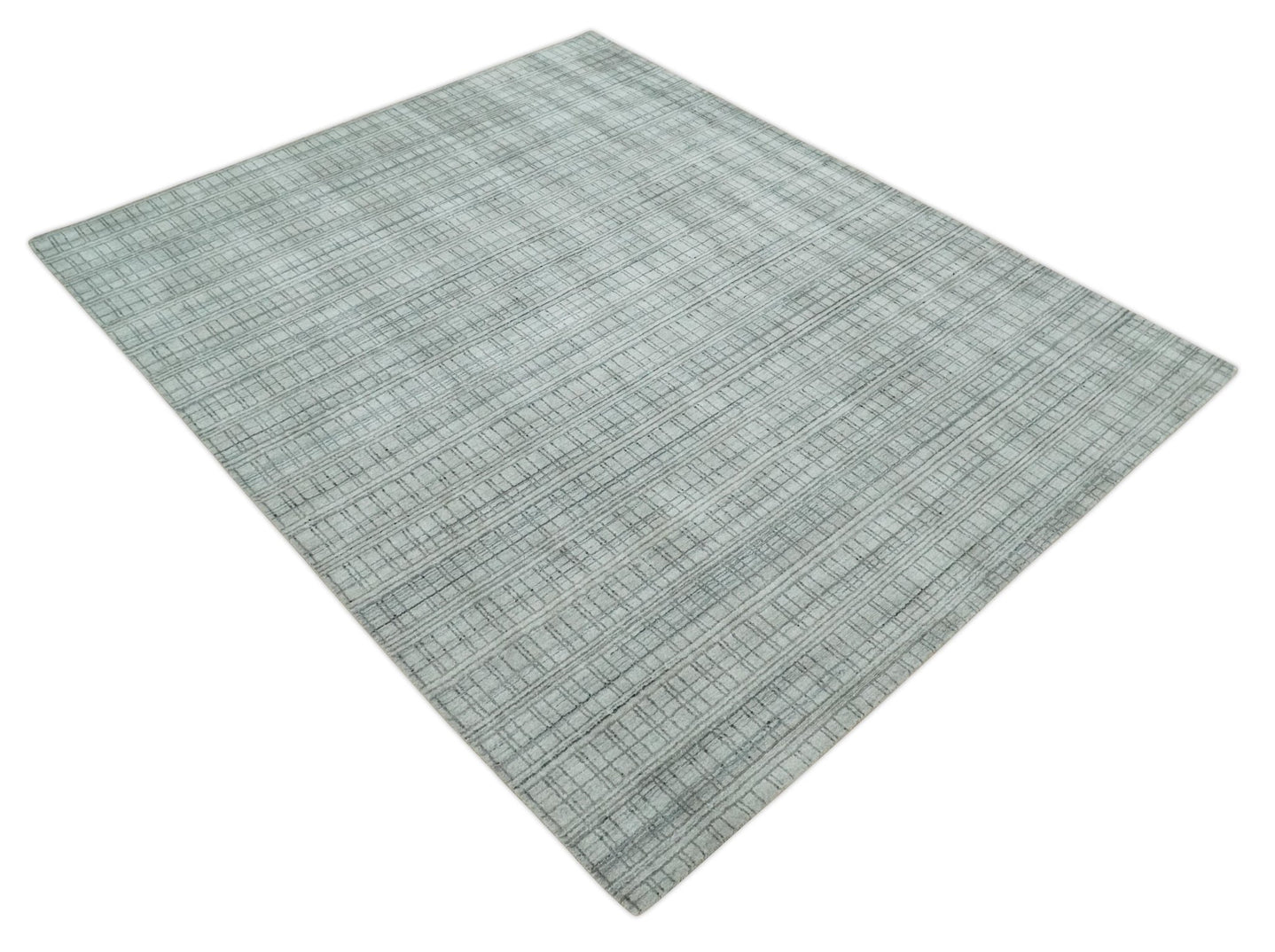 Checkered Beige, Brown and Gray Scandinavian 8x10 Hand Made Blended Wool Flatwoven Area Rug | KE31 - The Rug Decor