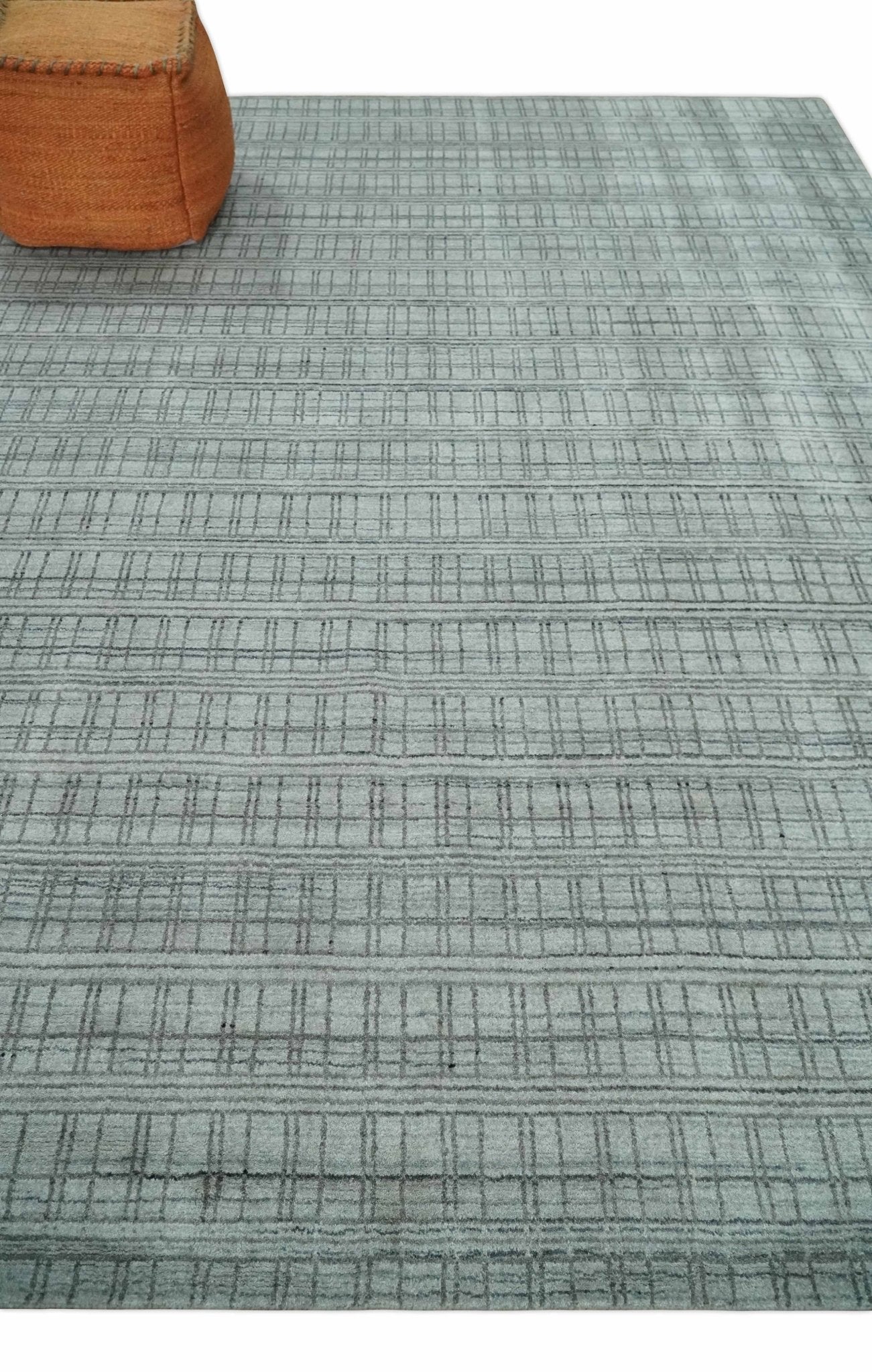 Checkered Beige, Brown and Gray Scandinavian 8x10 Hand Made Blended Wool Flatwoven Area Rug | KE31 - The Rug Decor