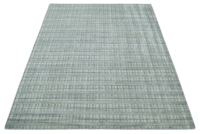 Checkered Beige, Brown and Gray Scandinavian 8x10 Hand Made Blended Wool Flatwoven Area Rug | KE31 - The Rug Decor