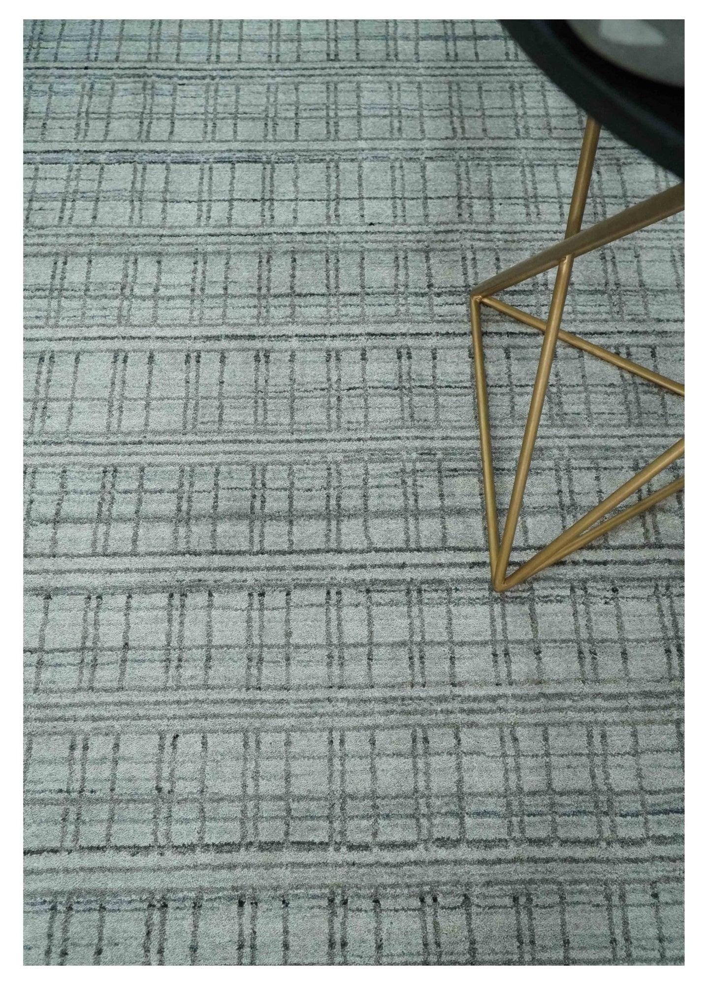 Checkered Beige, Brown and Gray Scandinavian 8x10 Hand Made Blended Wool Flatwoven Area Rug | KE31 - The Rug Decor