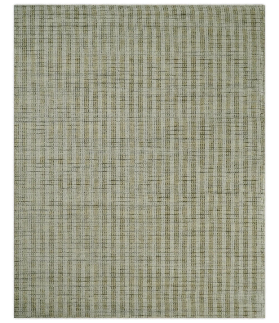 Checkered Camel, Beige and Gray Scandinavian 8x10 Hand Made Blended Wool Flatwoven Area Rug | KE16 - The Rug Decor
