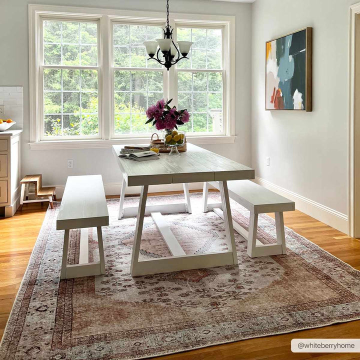 Chic Traditional Floral Ivory, Peach and Blue Machine washable Area Rug - The Rug Decor