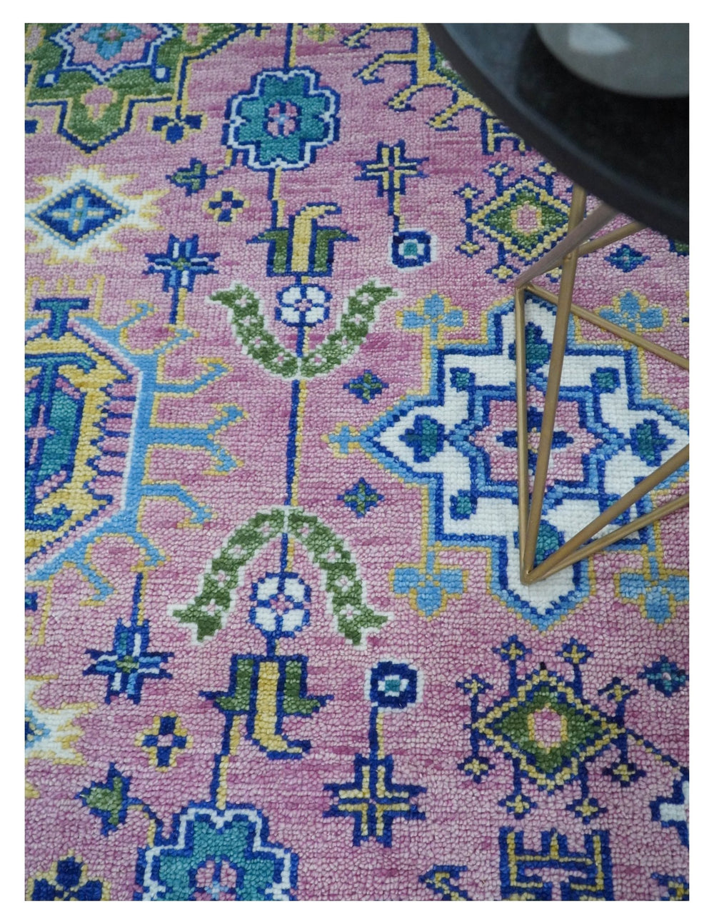 Chic Vibrant Hand Knotted Pink and Blue 8x10, 9x12, and 10x14 Traditional Wool Rug - The Rug Decor