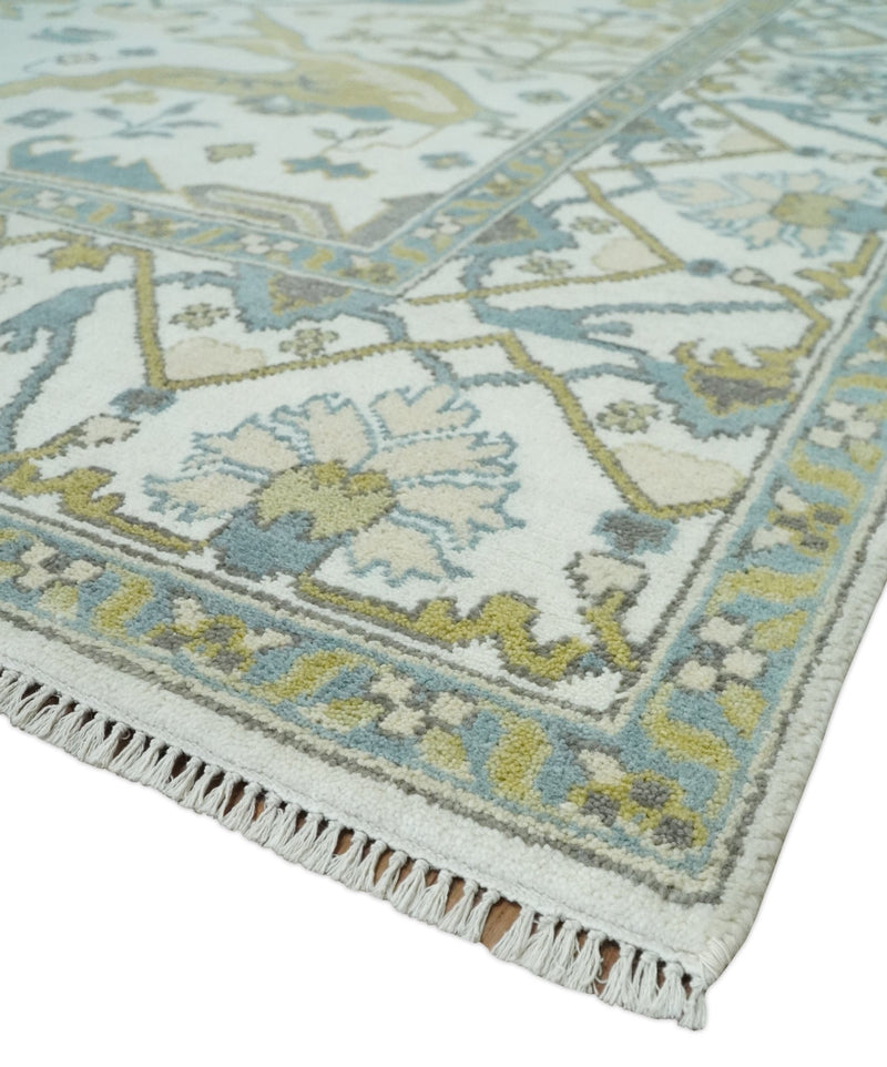 Classic Hand Knotted 8x10 Oriental Oushak Ivory and Beige Wool Area Rug | TRDCP1105810 - The Rug Decor