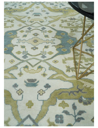 Classic Hand Knotted 8x10 Oriental Oushak Ivory and Beige Wool Area Rug | TRDCP1105810 - The Rug Decor