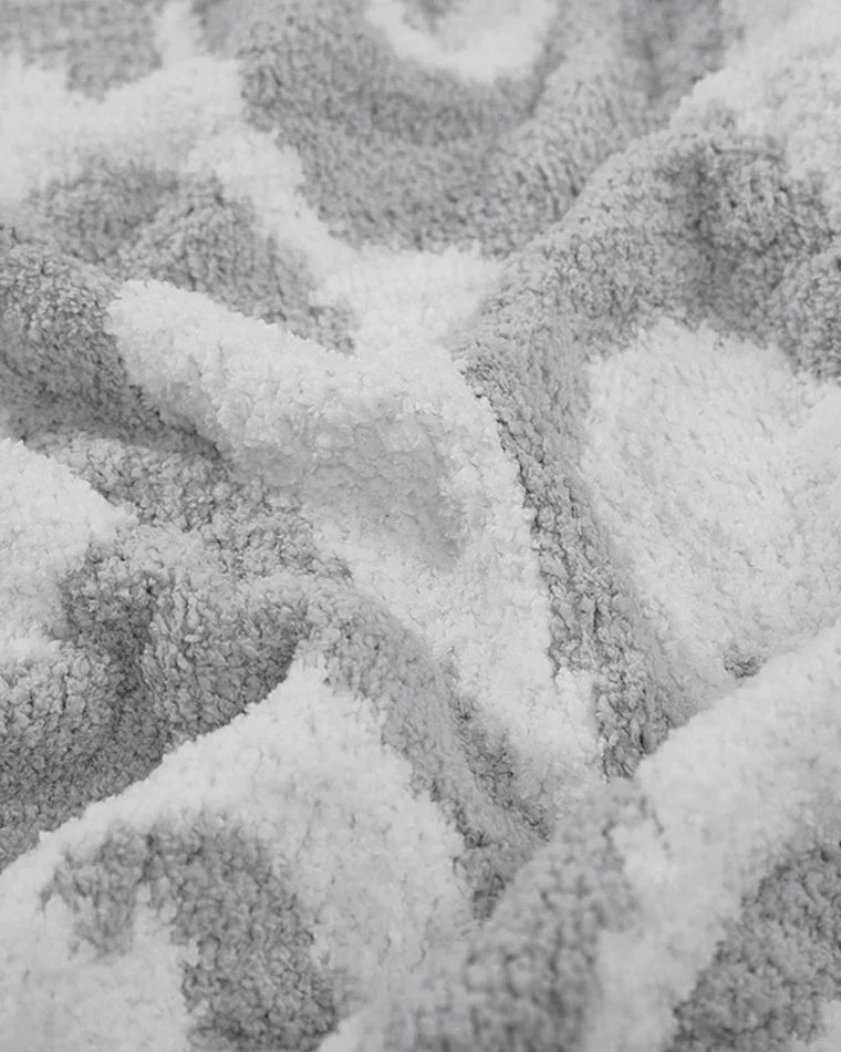 Cloud Gray, Sahara Tan, Coal, Taupe And Off White Modern Soft Plush Throw - The Rug Decor