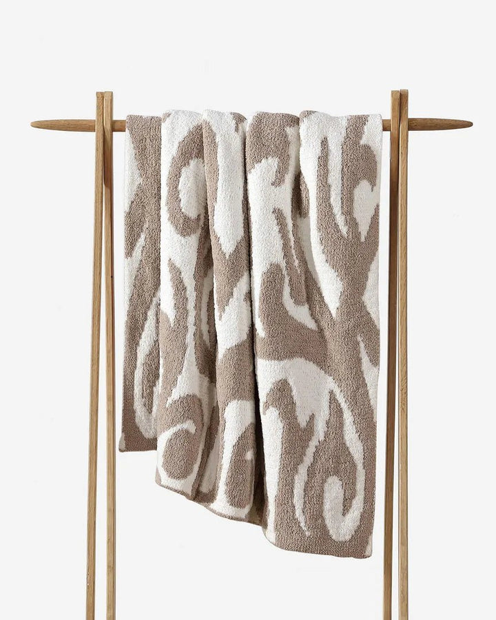 Cloud Gray, Sahara Tan, Coal, Taupe And Off White Modern Soft Plush Throw - The Rug Decor