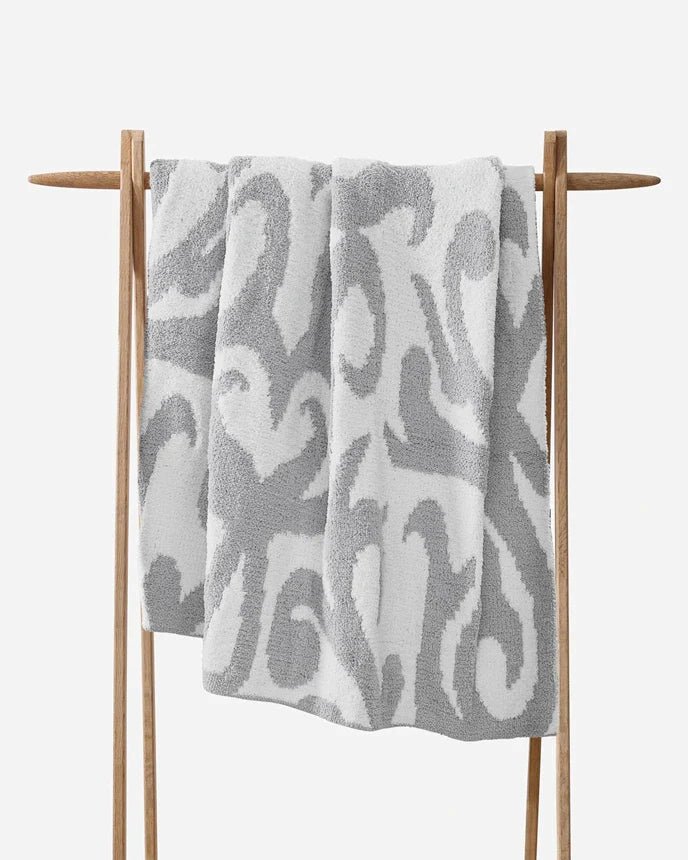 Cloud Gray, Sahara Tan, Coal, Taupe And Off White Modern Soft Plush Throw - The Rug Decor