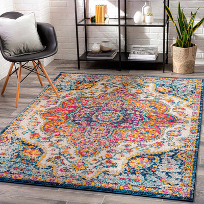 Colorful Traditional Design Beige, Purple and Blue Multi size Area Rug - The Rug Decor