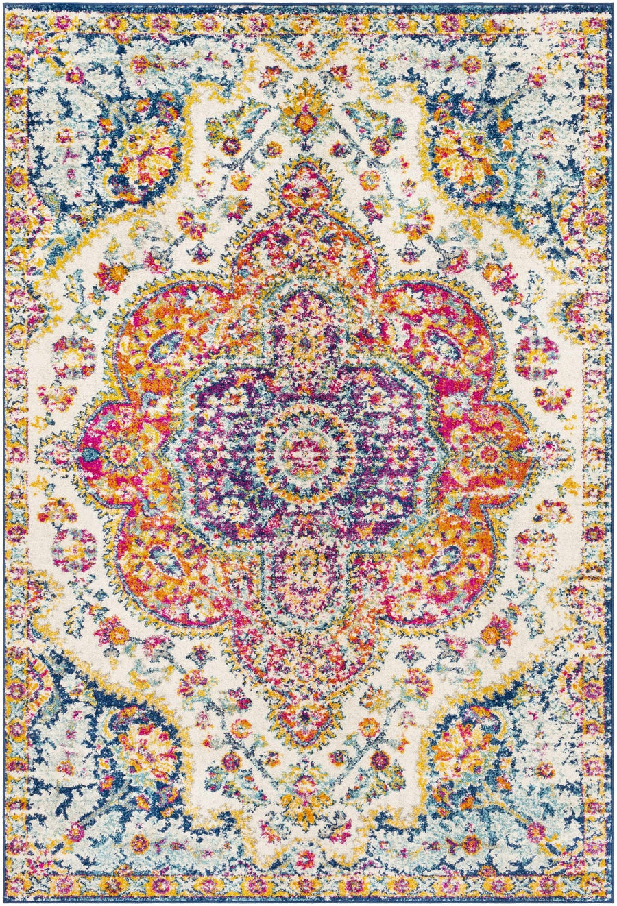 Colorful Traditional Design Beige, Purple and Blue Multi size Area Rug - The Rug Decor