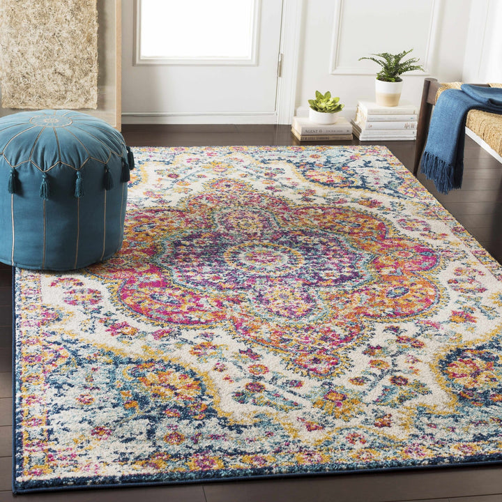 Colorful Traditional Design Beige, Purple and Blue Multi size Area Rug - The Rug Decor